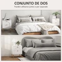 HOMCOM Pack de 2 Mesillas de Noche Dormitorio con 2 Cajones y Patas de Acero Estilo Moderno 40x35x50 cm Blanco(m-4)