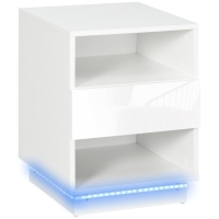 HOMCOM Table de Nuit LED Blanc 40x40x55cm