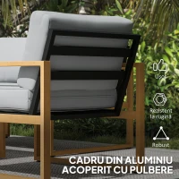 Outsunny Set Mobilier de Grădină din 4 Piese, cu Canapea de 2 Locuri, 2 Fotolii și Măsuță de Cafea, 123.5x75x73 cm, Gri(m-7)