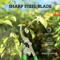 Outsunny Telescopic Loppers 64.5-90 cm, Extendable Garden Loppers Heavy Duty with Steel Blade and Adjustable Handles, Tree Trimmer for Branches, Bushes, Shrubs, Green(m-4)