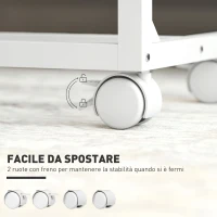 HOMCOM Tavolino da Lavoro Regolabile con Piano Inclinabile e 4 Ruote, in Legno e Metallo, 55x36x62.5-82.5 cm, Bianco e Rovere(m-5)