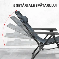 Outsunny Set de 2 Șezlonguri de Grădină cu Gravitație Zero și Măsuță cu Suport pentru Pahare, 47x47x54 cm, Gri(m-4)