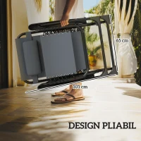 Outsunny Set de 2 Șezlonguri de Grădină cu Gravitație Zero și Măsuță cu Suport pentru Pahare, 47x47x54 cm, Gri(m-7)