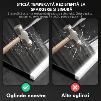 HOMCOM Oglindă de Baie cu LED 3 Culori 70x50x3 cm, Montabilă pe Perete(m-7)