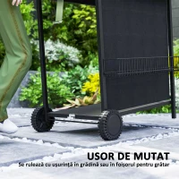Outsunny Grătar pe Gaz cu Capac, Termometru, Măsuță Laterală și Tavă pentru Colectarea Grăsimii, 121x54x97 cm, Negru(m-8)
