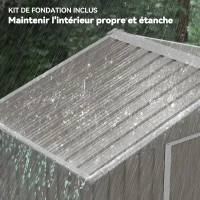 Outsunny Abri de jardin en métal 1,8 m², cabane de jardin à outils en métal, 194 x 110 x 184 cm, grand espace de rangement extérieur avec portes coulissantes et 4 aérations, gris(m-6)