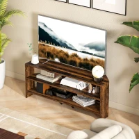 HOMCOM Corner TV Stand with 2 Open Shelves for 47 Inch TV - Rustic Brown(m-8)