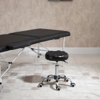 HOMCOM Höhenverstellbarer drehbarer Massagehocker mit Rollen, gepolsterte Sitzfläche aus schwarzem Kunstleder(m-2)