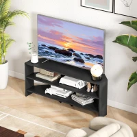 HOMCOM Corner TV Stand with 2 Open Shelves for 47 Inch TV - Black(m-8)