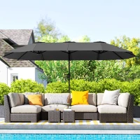 Outsunny Garten-Doppelrechteck-Sonnenschirm 4 x 2,2 x 2,3 m mit Kurbel Dunkelgrau(m-2)