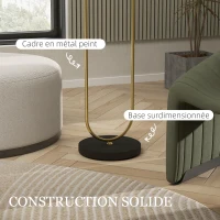 HOMCOM Stehlampe mit Leinenschirm und E27-Fassung, moderner Stil, Fußschalter für Wohnzimmer und Schlafzimmer, 156 cm, gold und schwarz(m-4)