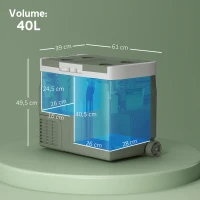 Outsunny Tragbarer elektrischer Kühlschrank 40 L Auto-Kühlbox tragbarer Gefrierschrank ECO/MAX-Modi ausziehbarer Griff 61x39x49,5cm grau(m-3)