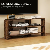 HOMCOM Corner TV Stand with 2 Open Shelves for 47 Inch TV - Rustic Brown(m-5)