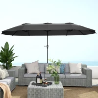 Outsunny Garten-Doppelrechteck-Sonnenschirm 4 x 2,2 x 2,3 m mit Kurbel Dunkelgrau(m-4)