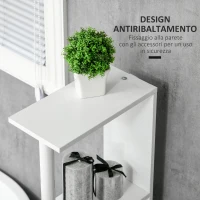 kleankin Colonna Bagno con 2 Ripiani e 2 Armadietti, in Legno, 15.2x29.8x118 cm, Bianco e Grigio(m-4)