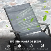 Outsunny Șezlong Pliabil cu Roți și Spătar Reglabil în 5 Poziții, 72x158x84 cm, Gri(m-6)