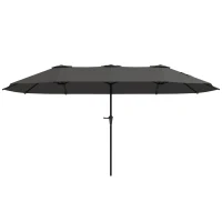Outsunny Garten-Doppelrechteck-Sonnenschirm 4 x 2,2 x 2,3 m mit Kurbel Dunkelgrau(m-6)