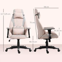 HOMCOM Fabric Gaming Chair with Lumbar Support, Headrest - Pale Pink(m-3)