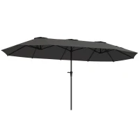 Outsunny Garten-Doppelrechteck-Sonnenschirm 4 x 2,2 x 2,3 m mit Kurbel Dunkelgrau(m-1)
