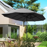 Outsunny Garten-Doppelrechteck-Sonnenschirm 4 x 2,2 x 2,3 m mit Kurbel Dunkelgrau(m-5)