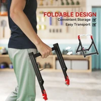 HOMCOM Foldable Motorcycle Wheel Balancer Truing Stand with Spoke Wrench, Steel Bike Tyre Rim Balancing Stand with Aluminium Shaft, Fits Wheels up to 23" in Diameter, 5" in Width, Black(m-4)