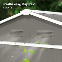 Outsunny 6.5ft x 3.5ft Metal Garden Storage Shed for Outdoor Tool Storage with Double Sliding Doors and 4 Vents, Grey(m-7)