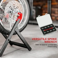 HOMCOM Foldable Motorcycle Wheel Balancer Truing Stand with Spoke Wrench, Steel Bike Tyre Rim Balancing Stand with Aluminium Shaft, Fits Wheels up to 23" in Diameter, 5" in Width, Black(m-5)