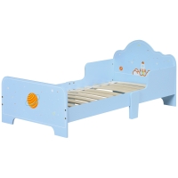 ZONEKIZ Kinderbett mit Seiten und Weltraum-Motiv, Alter 3-6 Jahre, 143x74x59 cm, Blau