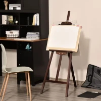 HOMCOM Chevalet d'artiste sur pieds dim. 51,5L x 71,5l x 134,5H cm inclinaison réglable 90° max. bois de pin(m-8)
