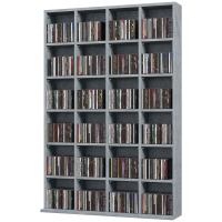 HOMCOM Multimedia-Aufbewahrungsmöbel 480 CD/312 DVD - Bücherregal aus Holz mit verstellbaren Regalen, 89 x 130,5 cm, Grau