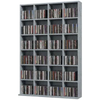 HOMCOM Multimedia-Aufbewahrungsmöbel 480 CD/312 DVD - Bücherregal aus Holz mit verstellbaren Regalen, 89 x 130,5 cm, Grau(m-1)