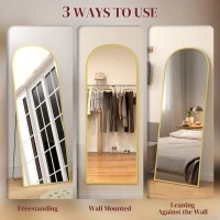 HOMCOM 165cm Aluminium Frame Standing Mirror - Gold(m-7)