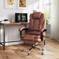 Vinsetto Heated 6 Points Vibration Massage Executive Office Chair Adjustable Swivel Ergonomic High Back Desk Chair Recliner with Footrest Brown(m-2)