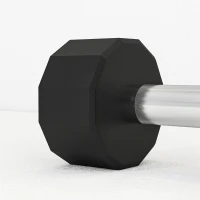 SPORTNOW Set 2 Hanteln mit 12 Seiten zu je 15 kg aus Metall und Gummi mit rutschfestem Griff, 26x15.5x15.5 cm, Schwarz(m-4)