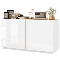 HOMCOM Buffet Esszimmer Küchenbuffet 4 Türen mit gedämpftem Schließen und verstellbaren Regalen 140L x 40B x 75H cm Lackweiß