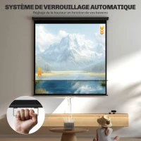HOMCOM Écran de projection TV et Home Cinema de 99 Pouces vidéo projecteur 1:1 4K HD, 178L x 178H cm(m-4)