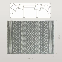HOMCOM Teppich für drinnen und draußen, Boho-Design, leicht zu reinigen, Grau(m-3)