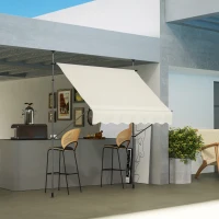 Outsunny Freistehende manuelle ausziehbare Markise 2L x 1,2B x 2,1-3H m Neigbarer Markise Metall und Aluminium Polyester Sand(m-4)