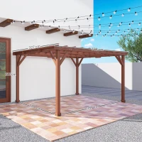 Outsunny Stabile Gartenlaube für Kletterpflanzen, Holzpergola, 3,3 x 3,8 m, Rankgitter für Weinreben und Blumen(m-3)