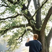 Outsunny Manual Pole Saw, 1.8-2.9 m Extendable Tree Pruner, Tree Lopper Long Reach Telescopic with Extendable Handle & 40 cm Saw for Tree Trimming(m-2)