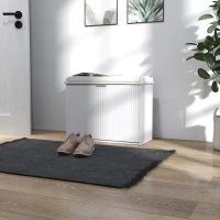 HOMCOM Schuhschrank mit gepolsterter Sitzkissen und klappbarem Schuhfach für Flur, Schlafzimmer, 62 x 26 x 47,5 cm, weiß(m-5)