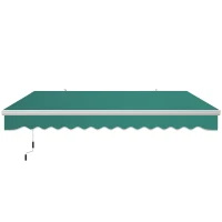 Outsunny Ausziehbare Markise mit Handkurbel aus Metall und Aluminium, 4x2,5m, Dunkelgrün(m-1)