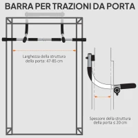 HOMCOM Barra per Trazioni a Pressione per Porta, Installazione senza Viti e Telaio in Tubi di Acciaio, Peso max: 110 kg(m-8)