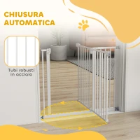 PawHut Cancelletto per Cani Estensibile con Montaggio a Pressione e Chiusura Automatica Altezza 76.2cm, Bianco(m-9)