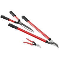 Outsunny Conjunto de Ferramentas para Jardim de 3 Peças Ferramentas de Jardinagem com Tesouras Cortadores de Ramos Tesouras de Podar Vermelho(m-11)