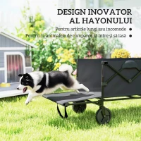 Outsunny Cărucior de Grădină de 160L cu 4 Roți, Geantă Extensibilă, Mâner Rotativ și Reglabil, 95x55x102 cm, Negru(m-6)