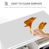 HOMCOM Compact Small Computer Table Wooden Desk Keyboard Tray Storage Shelf Modern Corner Table Home Office White(m-7)