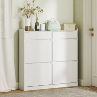 HOMCOM Schuhschrank für 8 Paare mit 2 Schubladen und 4 klappbaren Schubladen, 98 x 19,2 x 95,3 cm, weiß(m-5)