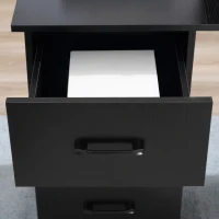 HOMCOM Moderner Schreibtisch aus Holz mit 3 Schubladen und 3 Regalen, für Schlafzimmer und Büro, 120x49x72cm, Schwarz(m-4)