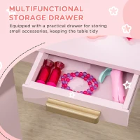 HOMCOM Kids Dressing Table Set, with Mirror and Drawer - Pink(m-7)